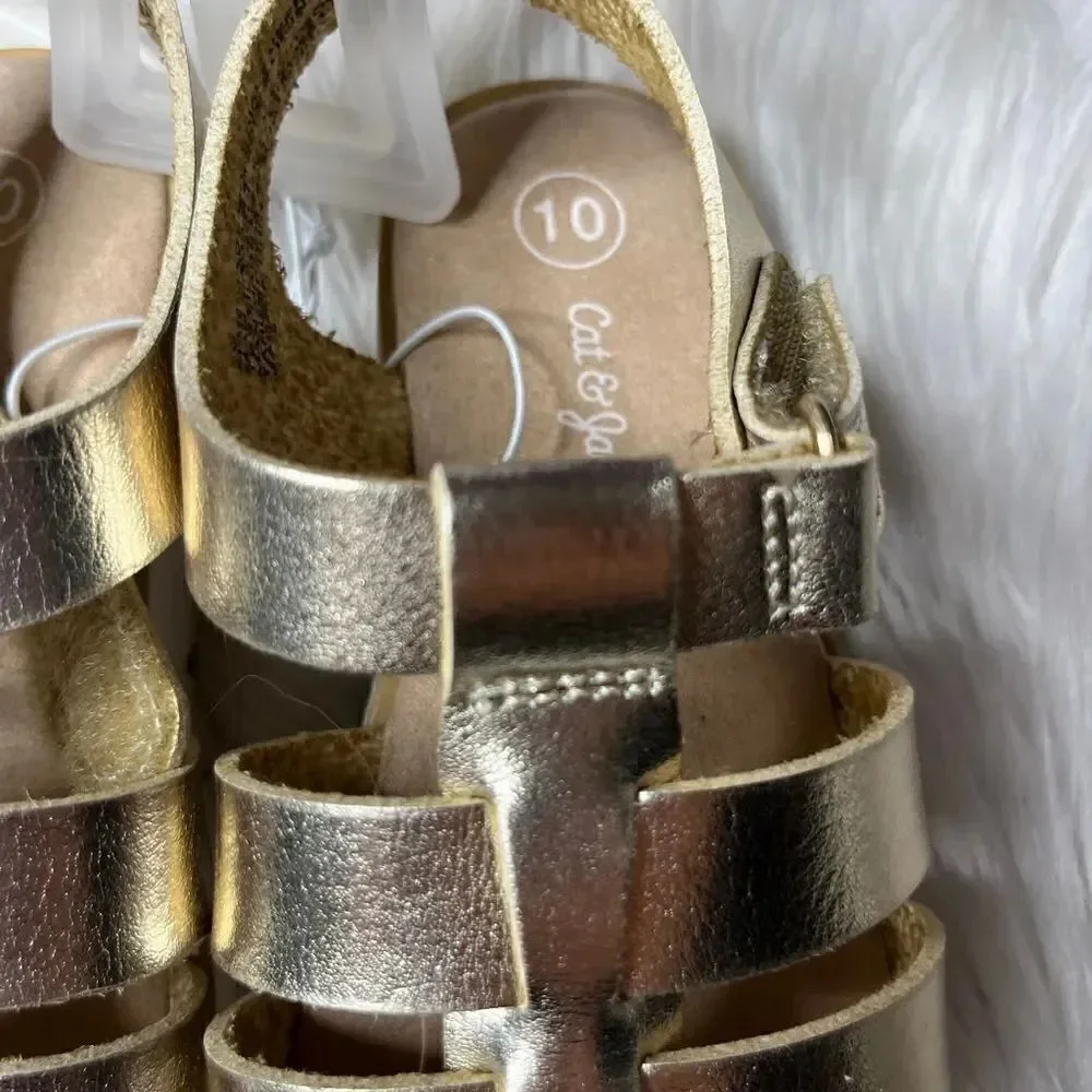 Cat and Jack Gladiator Velcro Sandals Gold Size 10